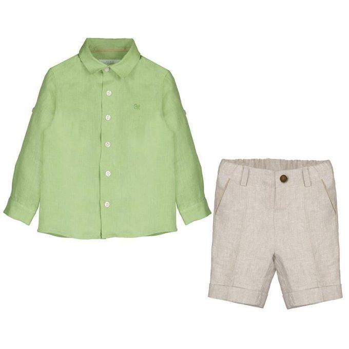 Conj. camisa bermuda linho